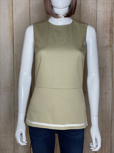 Structured Olive Top with White Trim